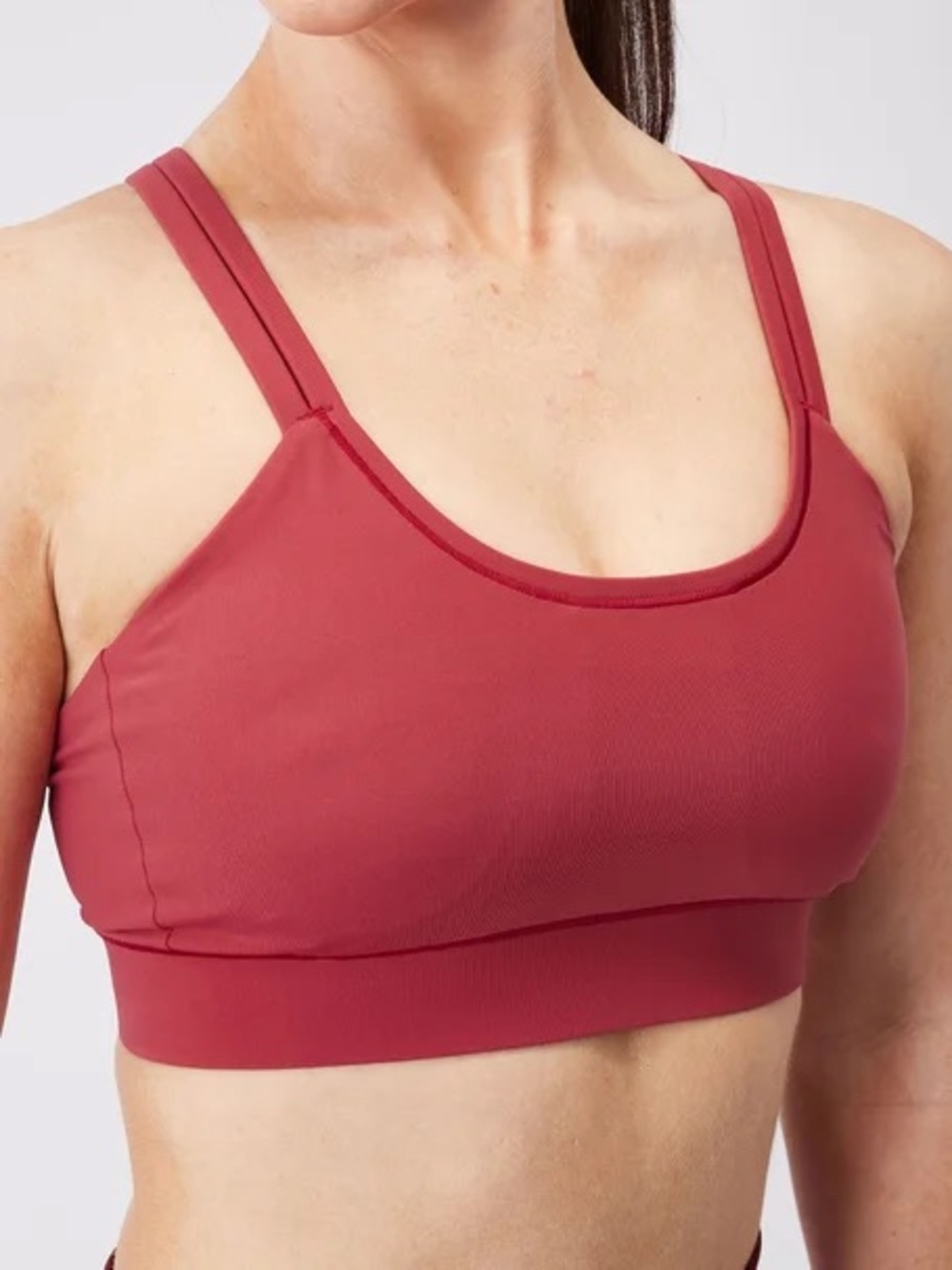 Janji Pace Sports Bra Pink Strappy Cross Back Medium Support Running Workout M